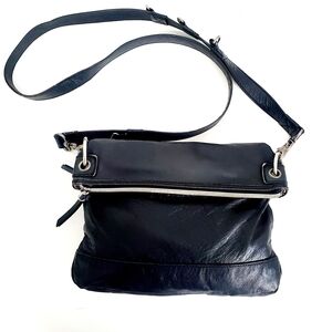 The Sak Black Leather Crossbody with Silver Hardware